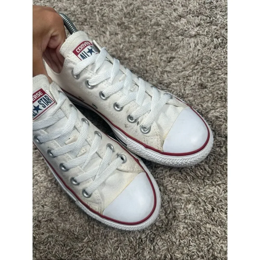 converse all star low top canvas sneakers shoes white women’s 8 lace up casual - Picture 3 of 10